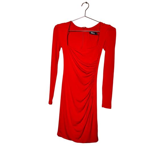 NOOKIE Red Jersey Squareneck Sheath Harley Structured Shoulders Mini Dress S - Picture 6 of 16